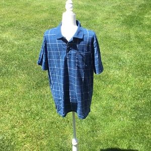 Medium blue windowpane check polo